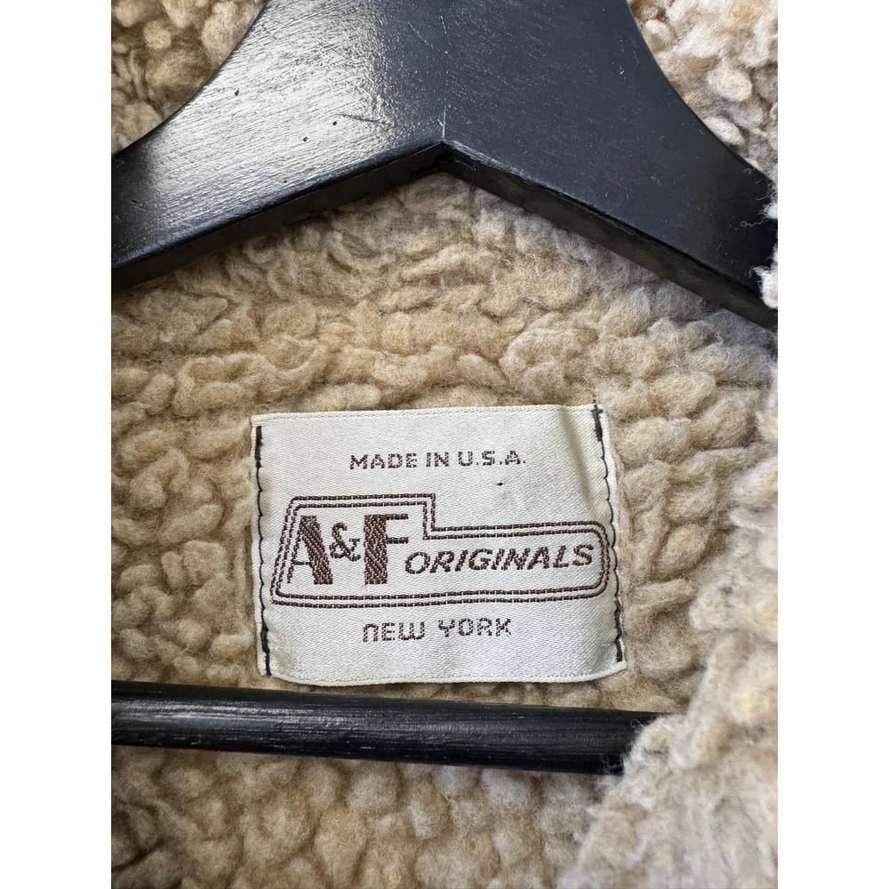 Vintage Abercrombie & Fitch Coat Womens‎ Medium Brown Suede Faux Shearling 70s - Picture 2 of 6